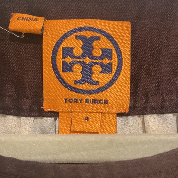 Now on Sale!! Tory Burch Women's Geometric Print Top - Brown and Cream. Size 4 - Picture 2 of 6